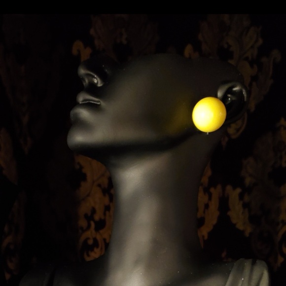 Bold Yellow Ball-Shaped Stud Silver Earrings - Picture 4 of 8